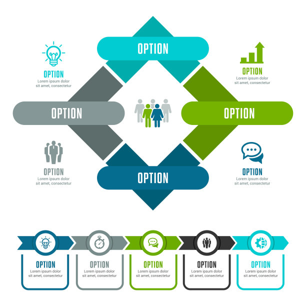 一组信息图表元素图片下载