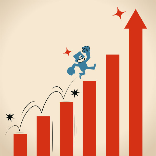 在增长柱状图上攀升的商人图片下载