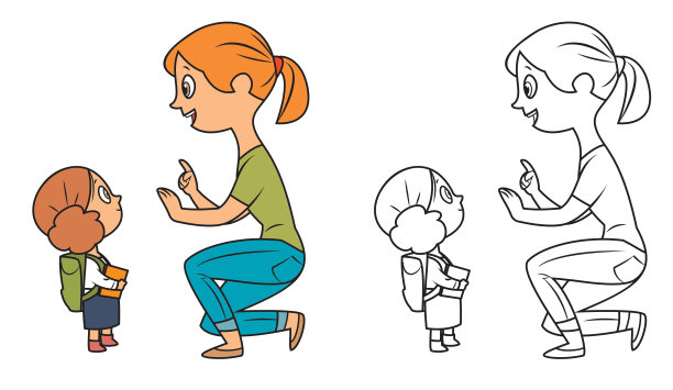 黑人和白人，母亲和女儿在谈话图片下载