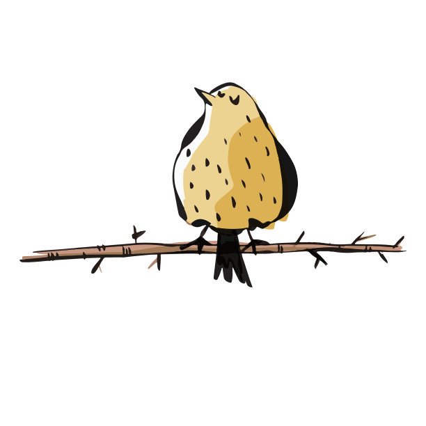 小鸟坐在树上的卡通图画上图片下载