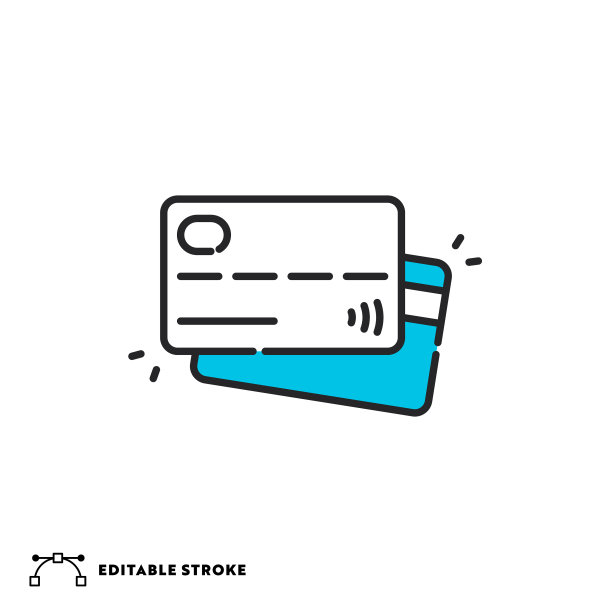 带有可编辑描边的信用卡平线图标图片下载