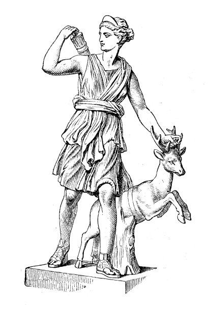 古董插图:凡尔赛的戴安娜或狩猎女神阿耳忒弥斯图片下载