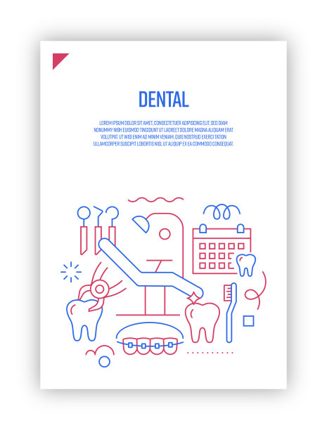 插图牙科概念向量集。线条艺术风格的网页，横幅，海报，印刷等背景设计。矢量插图。图片下载