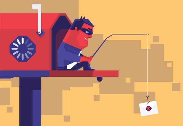 邪恶的商人坐在邮箱上钓鱼图片下载