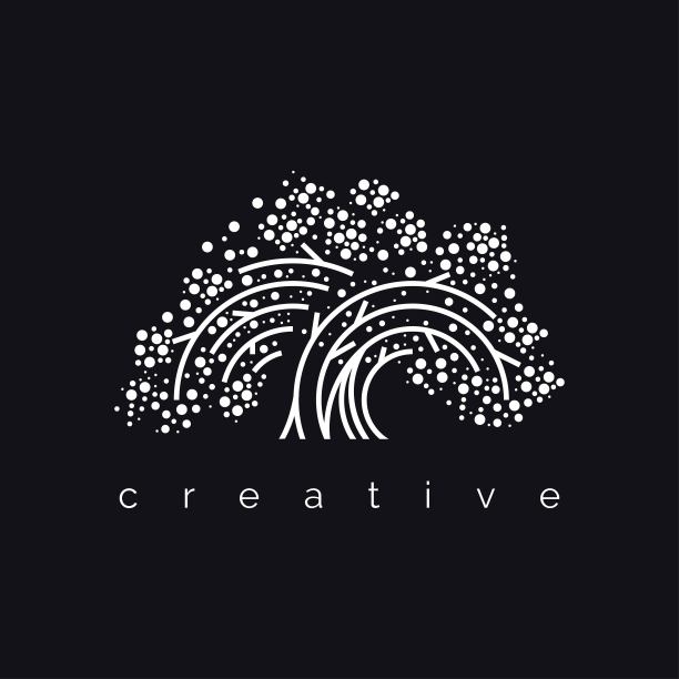 树标志设计符号插图矢量模板图片下载