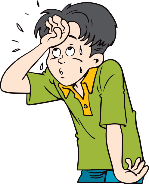 汗流浃背的男孩感觉很热，高温，炎热的天气。图片下载