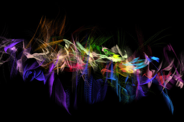 彩色粒子运动，手绘背景，声波振荡概念图片下载