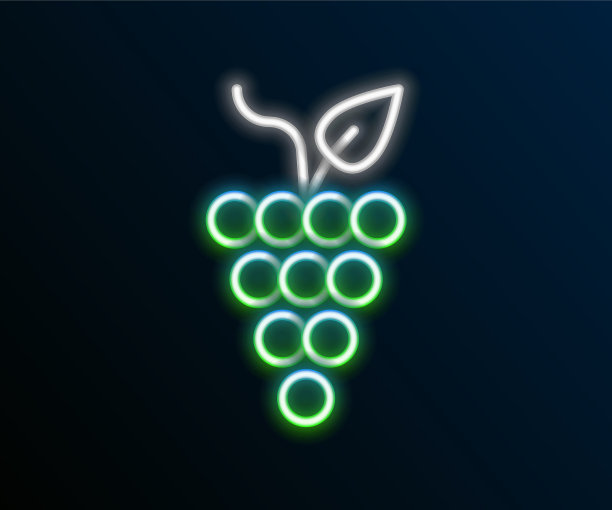 发光的霓虹灯线串葡萄图标孤立图片下载