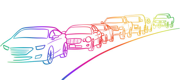 彩虹车道上的汽车图片下载