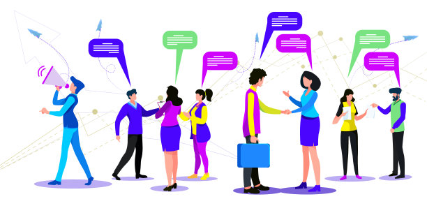 扁平化风格，商家讨论社交网络、新闻、社交网络、聊天、对话、语音泡泡图片下载