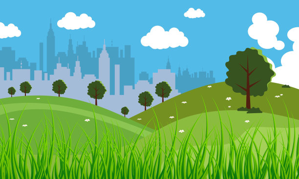 公园在城市景观背景图片下载