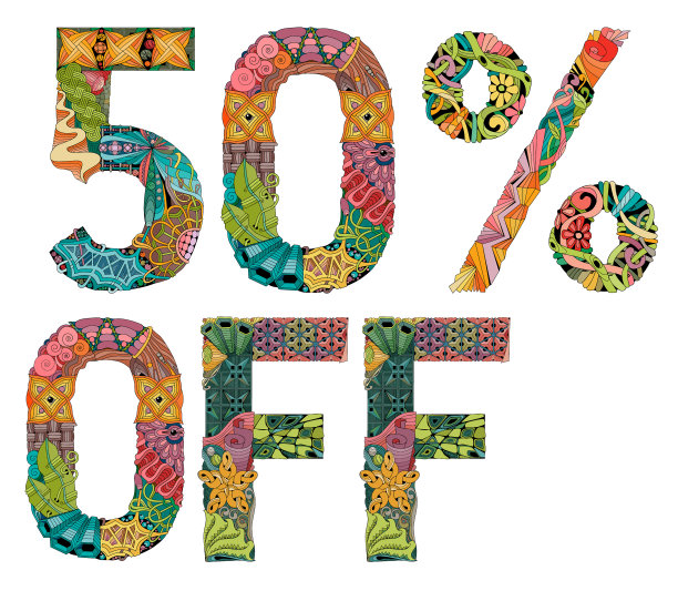 文字装饰角五折图片下载