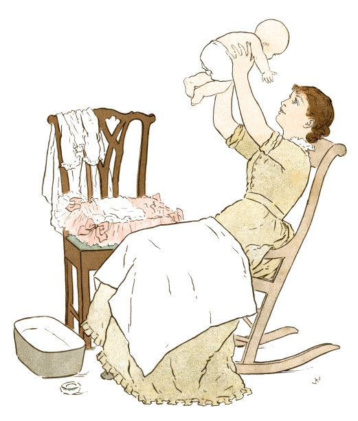 维多利亚时代的母亲在洗澡的时候和她的孩子玩图片下载