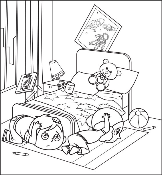 黑色和白色，孩子们蹲着用手臂保护自己的头部图片下载