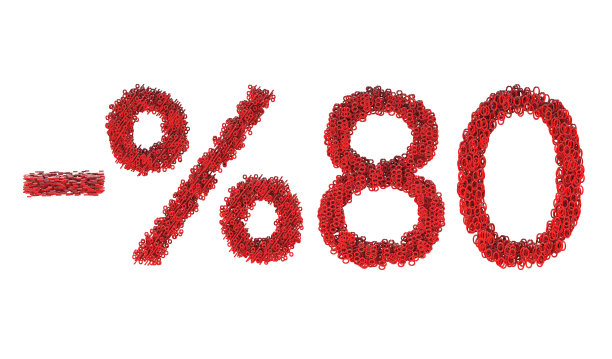 80%折扣文本孤立在白色图片下载