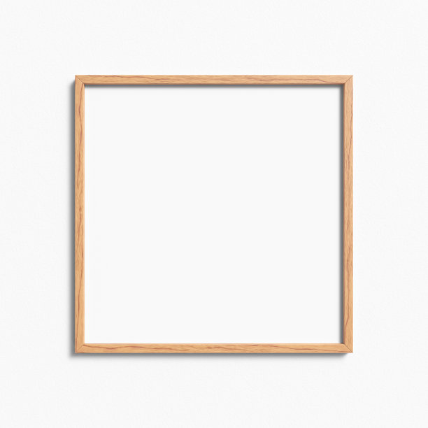 白色墙壁上的空方形木相框图片下载