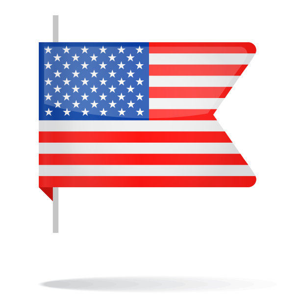 美国-书签旗帜矢量光滑图标图片下载