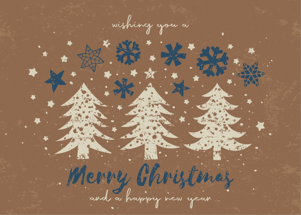 圣诞树风化纹理贺卡-棕色背景图片下载
