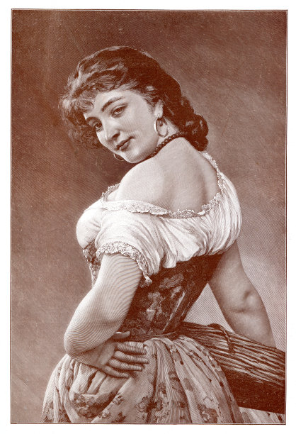 1900年身着传统德国巴伐利亚服装的年轻女子图片下载