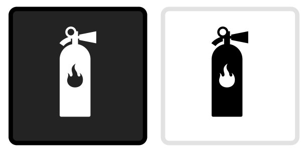 灭火器图标上的黑色按钮与白色翻转图片下载