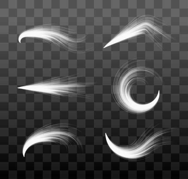 一组笔触。透明的。颜色可以改变。可以用作烟、云、羽毛……向量图片下载