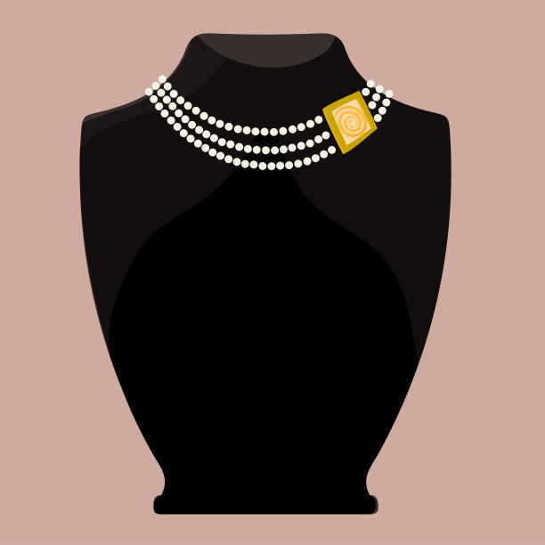 时尚项链-珍珠和黄金。暴露在一个黑色人体模型上图片下载