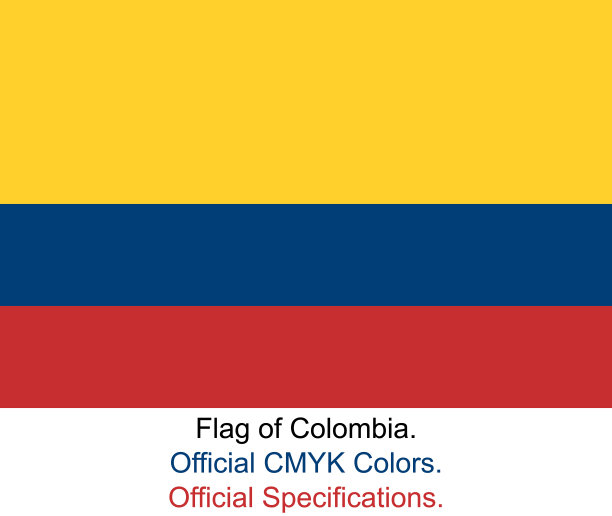 哥伦比亚国旗(CMYK官方颜色，官方规格)图片下载