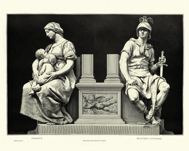 保罗·杜布瓦的艺术雕塑，慈善和军事勇气图片下载