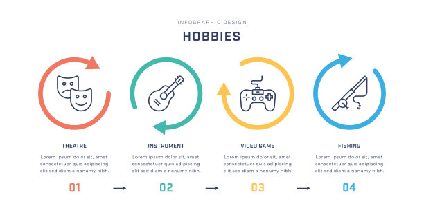 爱好多色信息图形模板与线图标图片下载