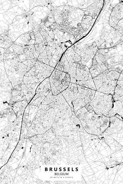 布鲁塞尔，比利时矢量地图图片下载