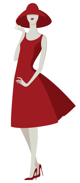 穿红裙子的时尚女孩图片下载