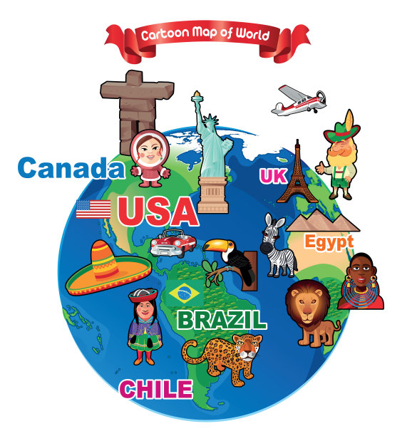 世界卡通地图图片下载