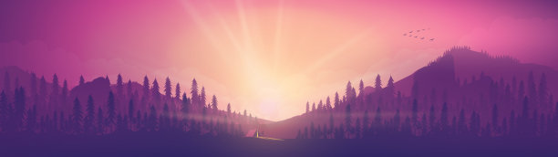 营地海报与松树森林，和山脉图片下载