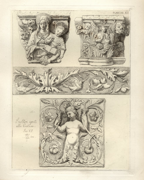 意大利中世纪雕塑，装饰大理石工作在Certosa图片下载