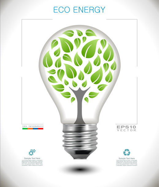 灯泡中的生态能源绿树图片下载