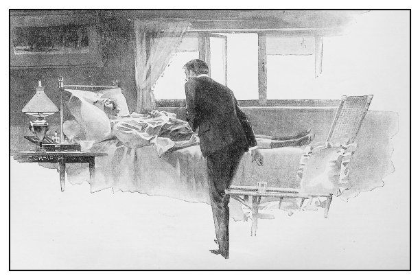 古董插图:探望病人图片下载