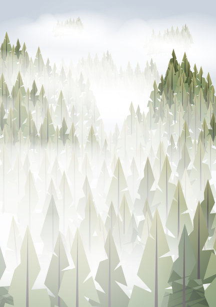 松林薄雾山雾图片下载