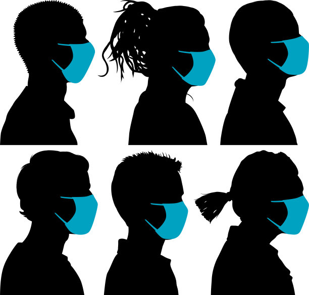 戴口罩的人剪影图片下载