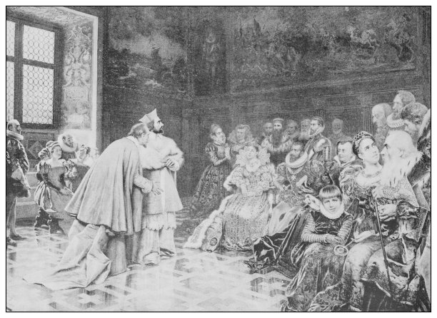 19世纪古董名画:G Aureli的《黎塞留致亨利四世》图片下载