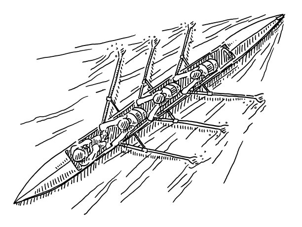 赛艇运动俯视图绘图图片下载