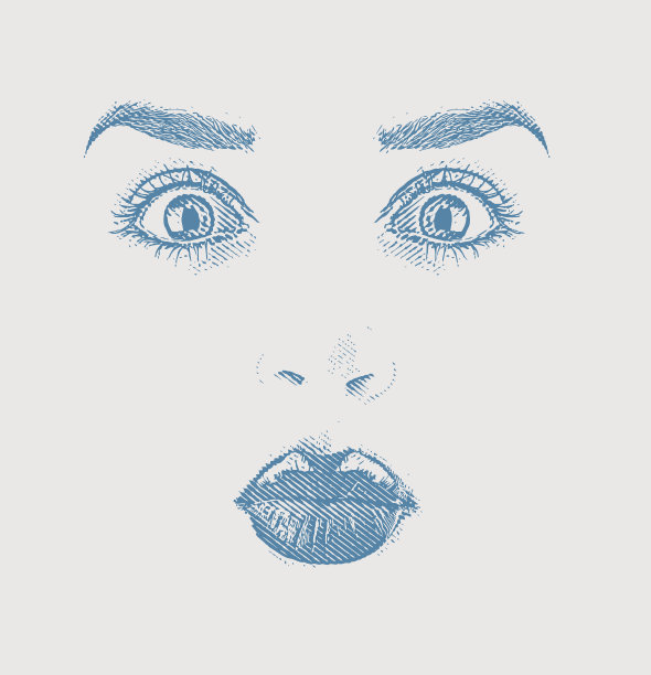 高音雕刻一个女人的脸与惊讶的表情图片下载