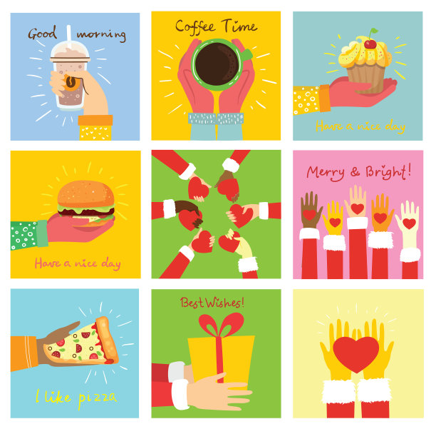 一双手五颜六色，拿着不同的东西图片下载