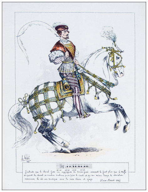 古董插图的马，骑士和骑兵:塞萨尔Fiaschi图片下载