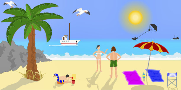 夏天在海滩上过个愉快的假期图片下载