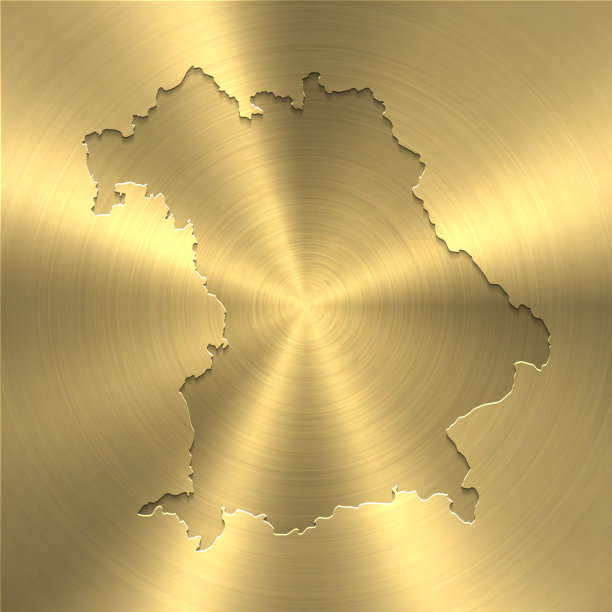 巴伐利亚地图上的黄金背景-圆形拉丝金属纹理图片下载