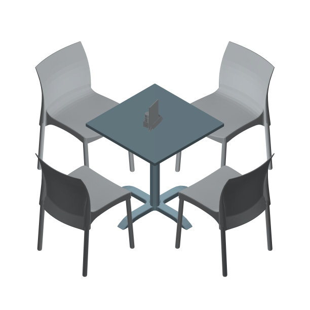 带椅子的多边形现代圆桌。矢量插图。矢量艺术多边形的餐桌与椅子。3 d图片下载