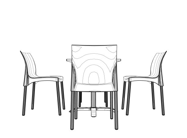 带有椅子的现代圆桌。矢量插图。手绘矢量线艺术草图的餐桌与椅子图片下载