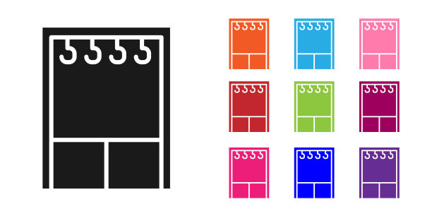 黑色衣橱图标孤立在白色背景。设置图标丰富多彩。矢量图图片下载