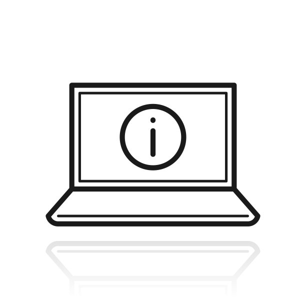 笔记本电脑的信息标志。白色背景上反射的图标图片下载