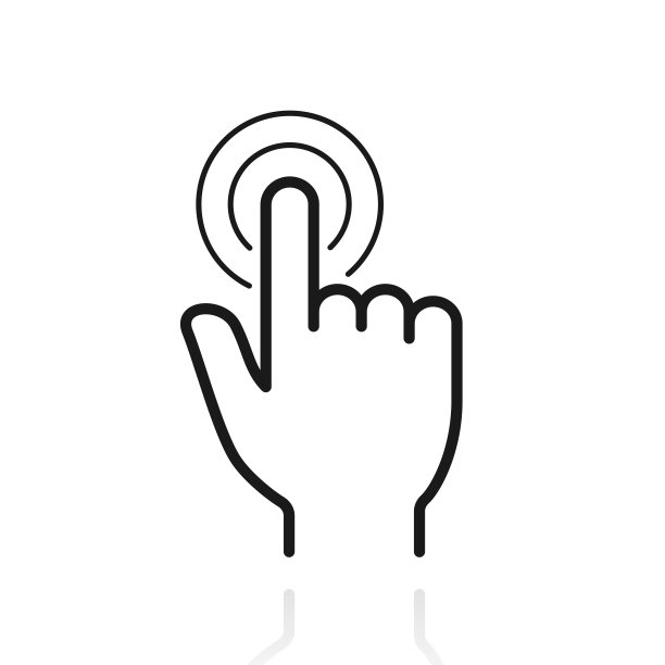 手触摸点击。白色背景上反射的图标图片下载